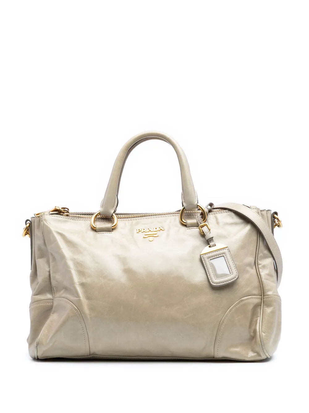 Prada Pre-Owned 2000-2025 ヴィッテロ シャイン サッチェルバッグ - ブラウン Prada Pre-Owned 2000-2025 ヴィッテロ シャイン サッチェルバッグ - ブラウン