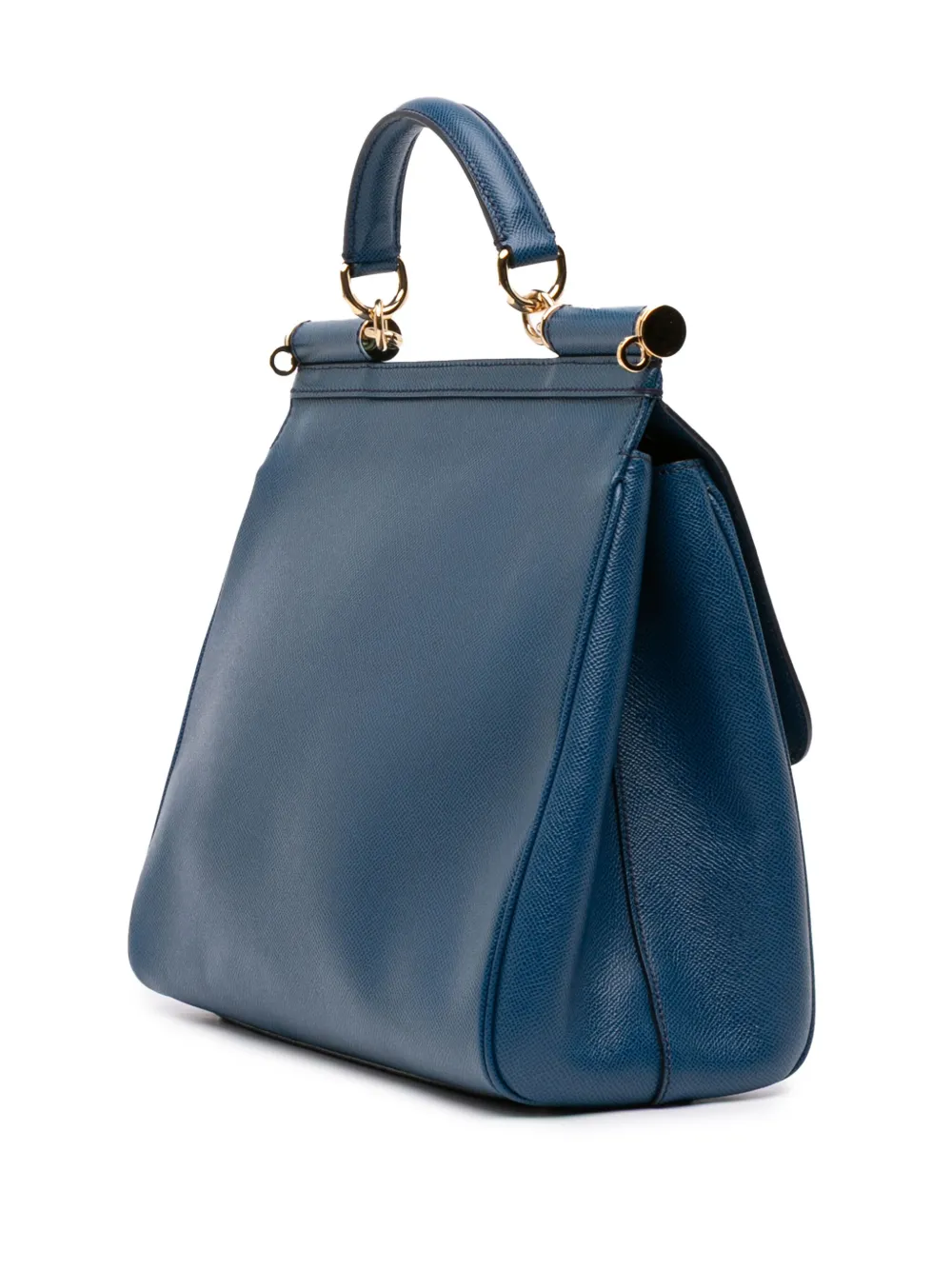Pre-owned Dolce & Gabbana 2009 Large Calfskin Miss Sicily Satchel In Blue