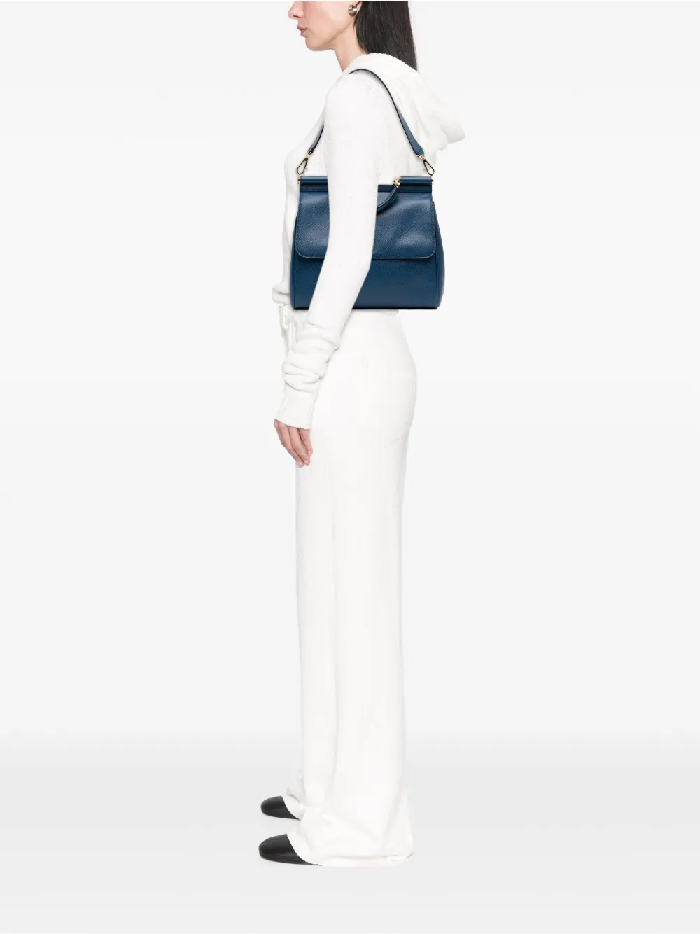 Pre-owned Dolce & Gabbana 2009 Large Calfskin Miss Sicily Satchel In Blue