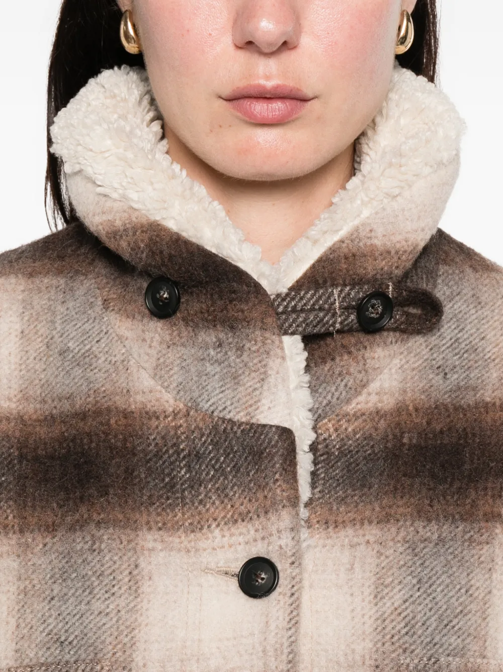 Filson Kodiak Plaid Shearling-collar Coat In Brown
