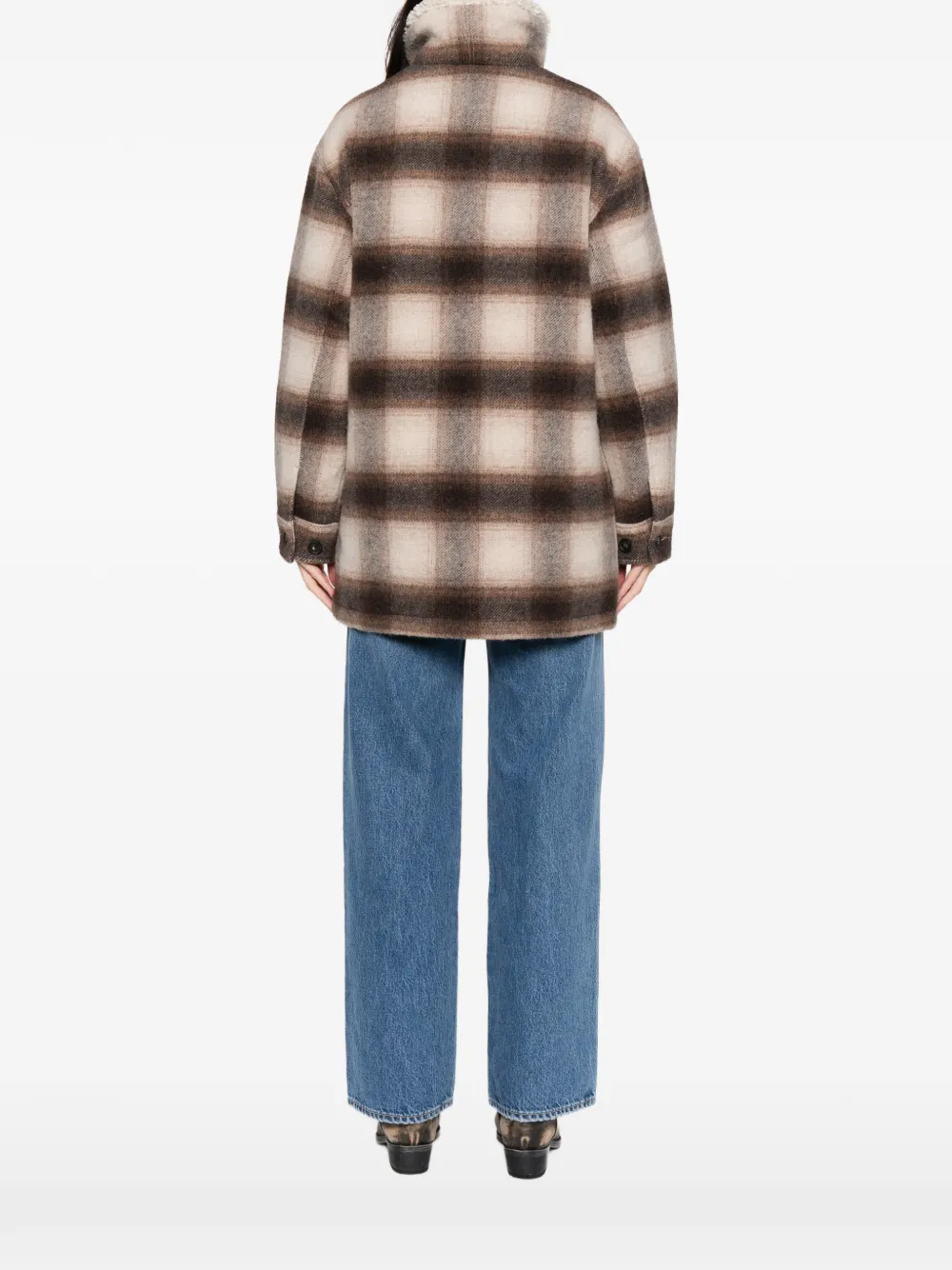 Filson Kodiak Plaid Shearling-collar Coat In Brown