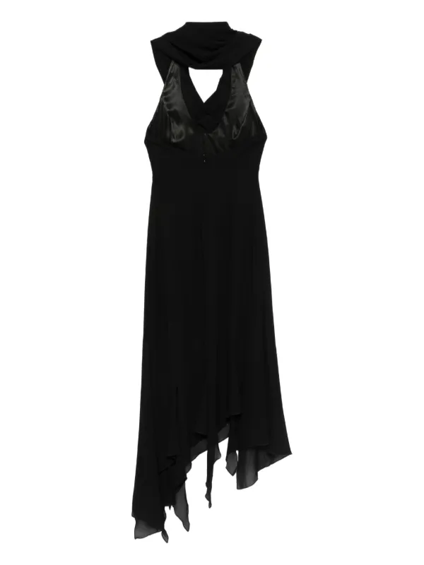 navy blue dress for baby girl NEW EXPRESS $108 NEON COBALT SATIN COWL NECK ASYMMETRICAL HEM MAXI SLIP  DRESS L main image 0
