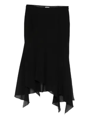 Courrèges Asymmetric Drawstring Skirt | Black | FARFETCH