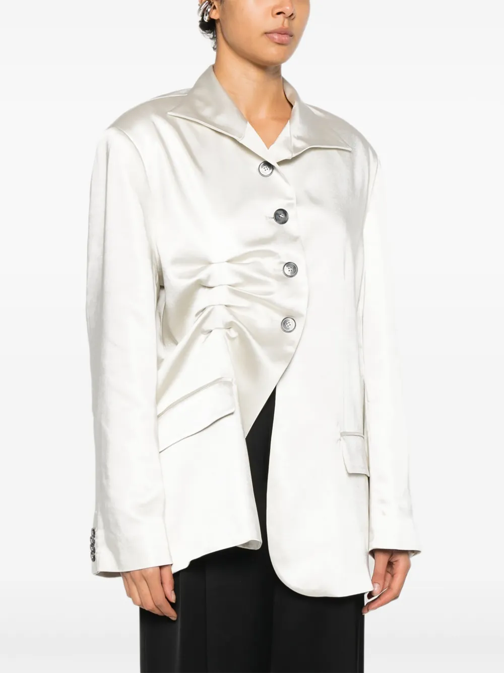  Avavav Ruched Pocket Blazer - White 