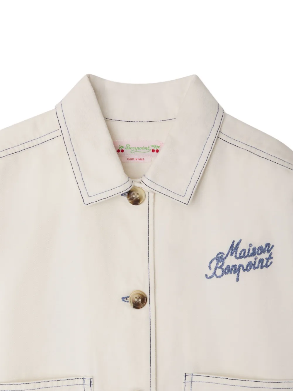  Bonpoint Larity Button Denim Jacket - Neutrals 