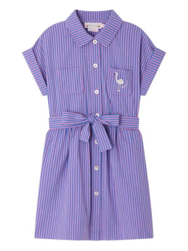 Bonpoint Gisele Striped Embroidered Dress | Purple | FARFETCH