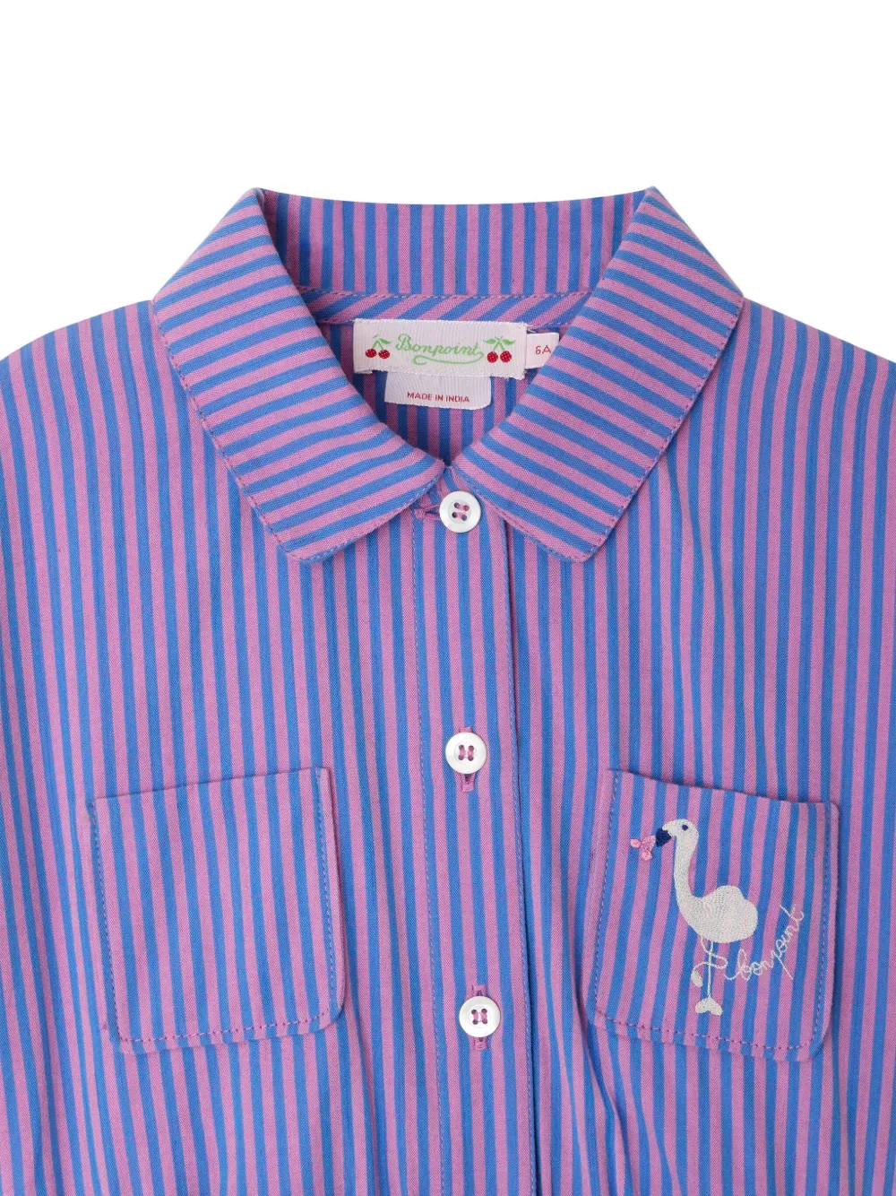 Bonpoint Gisele Striped Embroidered Dress In Purple