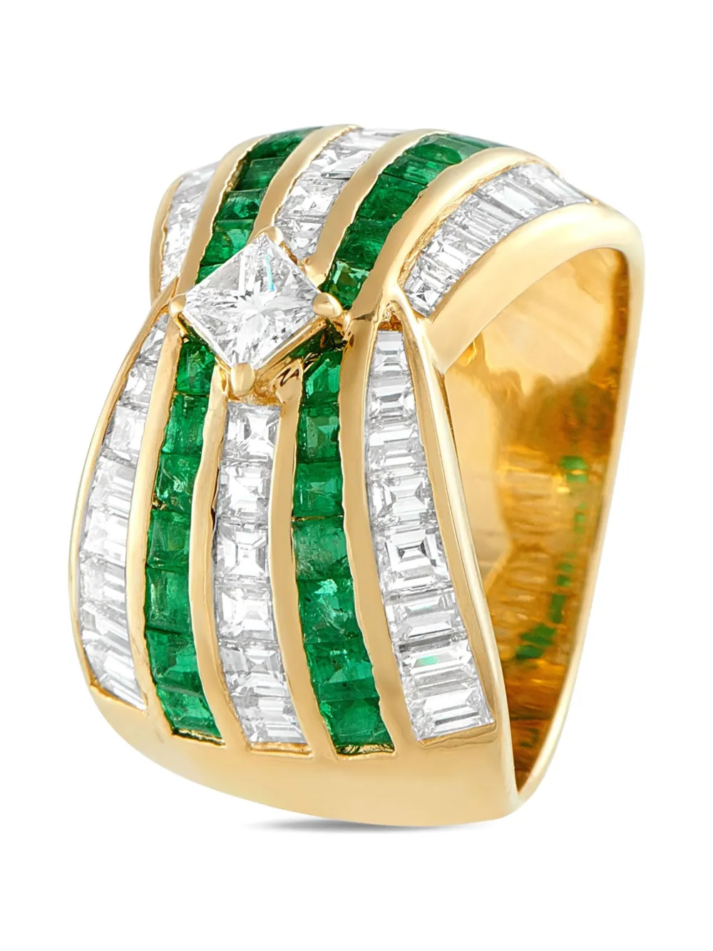 LB Exclusive 18K yellow gold diamond emerald band ring - Oro