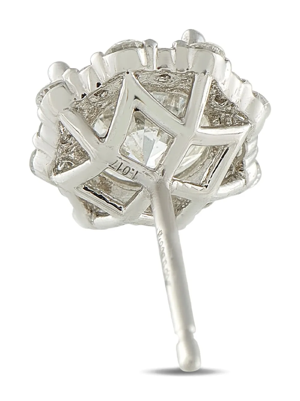 Pre-owned Lb Exclusive Platinum Stud Diamond Earrings In Silver