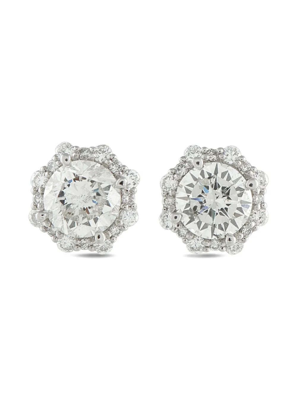 Pre-owned Lb Exclusive Platinum Stud Diamond Earrings In Silver