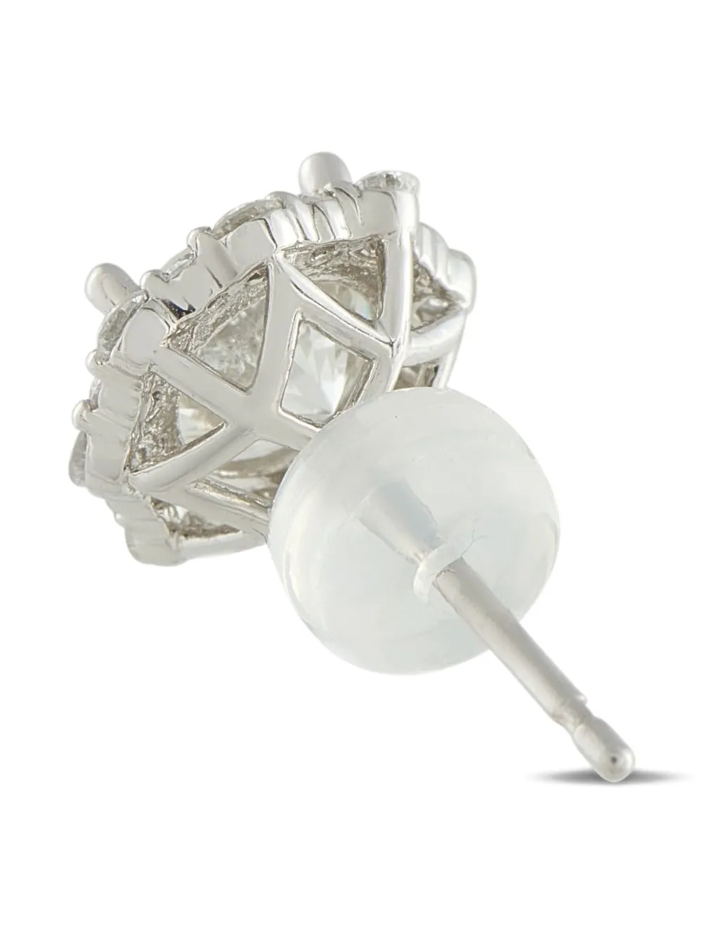 Pre-owned Lb Exclusive Platinum Stud Diamond Earrings In Silver