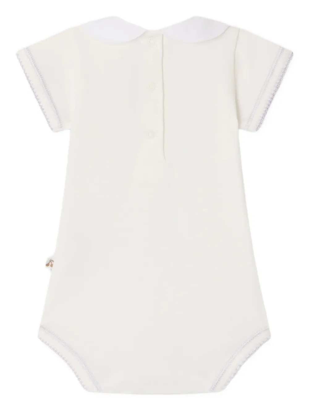 Bonpoint Romper met kraag en borduurwerk - Beige