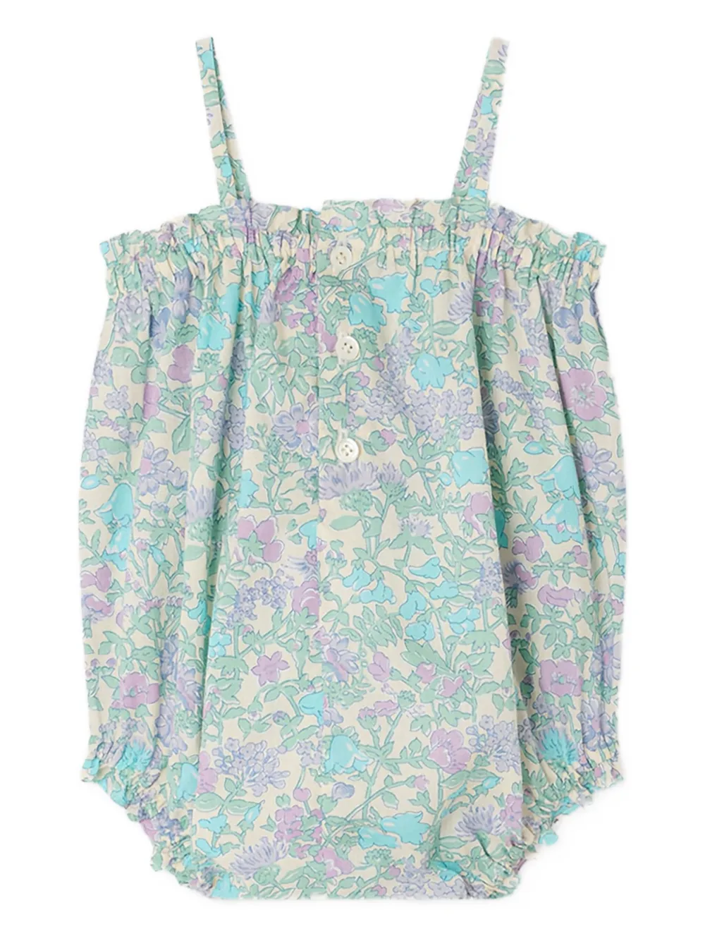 Bonpoint Romper met ruches en bloemen - Beige