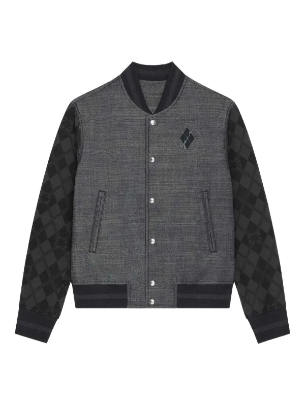 美品　GIVENCHYスタジャン　 ブラック M 20SS BM00D04Y1L Windbreaker in polyfaille with GIVENCHY Stamp embroidery in