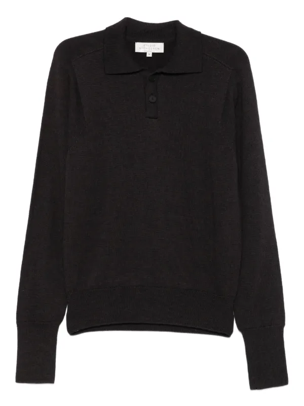 スタジオニコルソン スウェット ニット プルオーバー ブラック ウール混 スタジオニコルソン スウェット ニット プルオーバー ブラック ウール