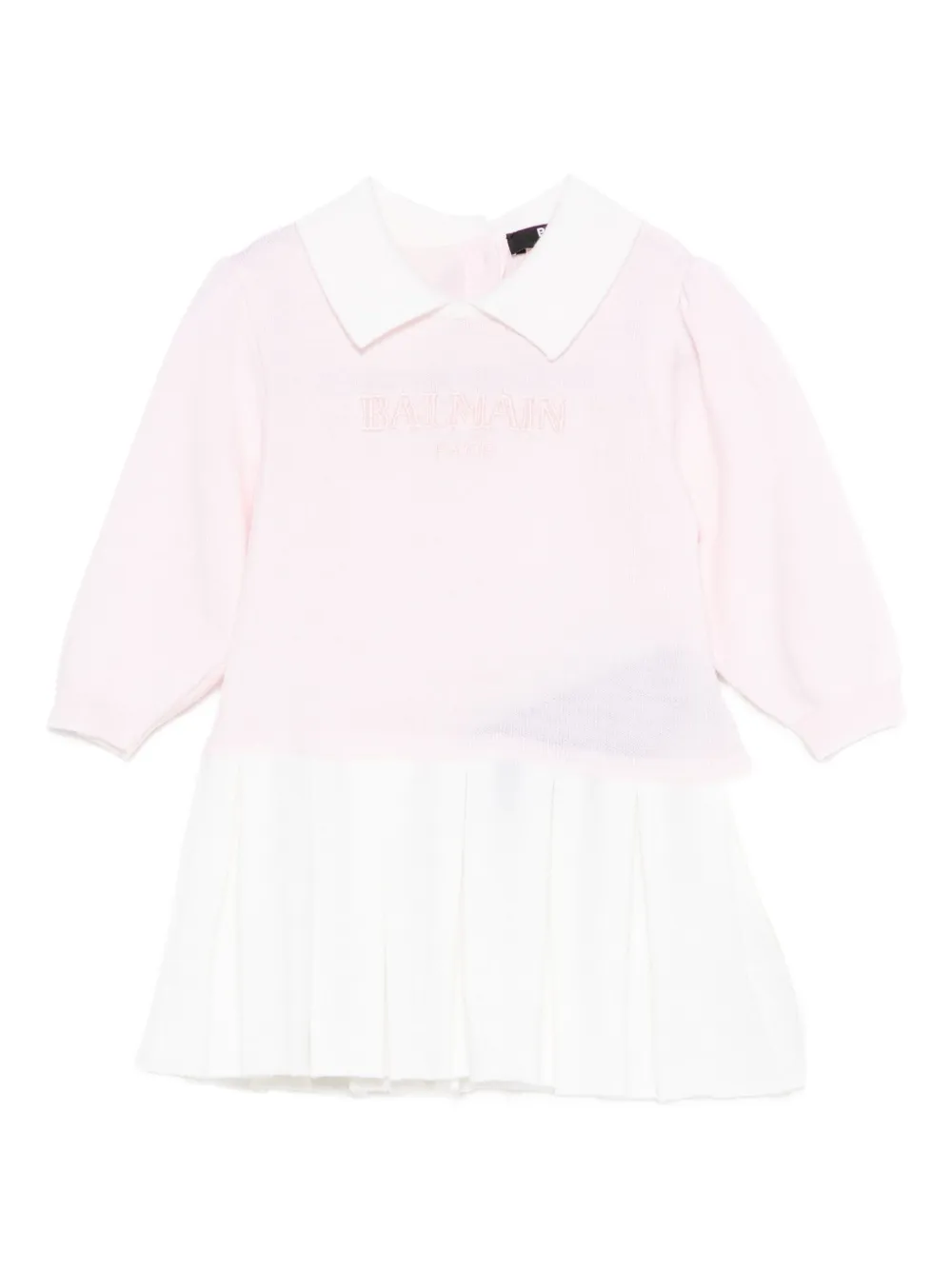 Balmain Collared Pleated Dress In Multi