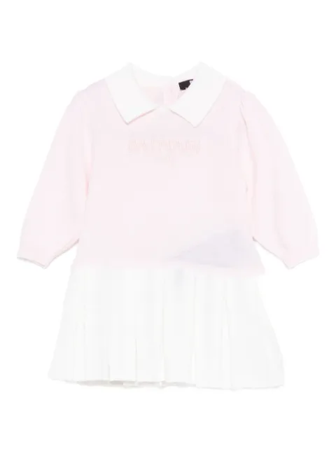 Balmain Kids vestido camisero plisado sin cuello