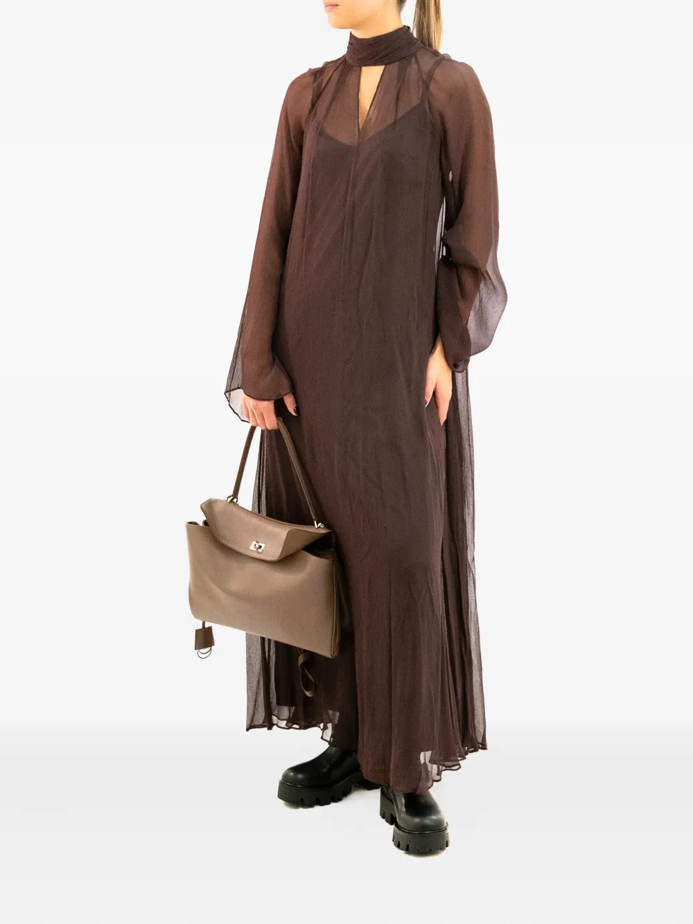 STAUD Maxi-jurk met lange mouwen - Bruin