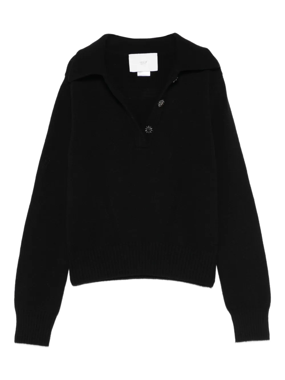 Vanisè V-neck button-embellishment sweater | Black | Image 1