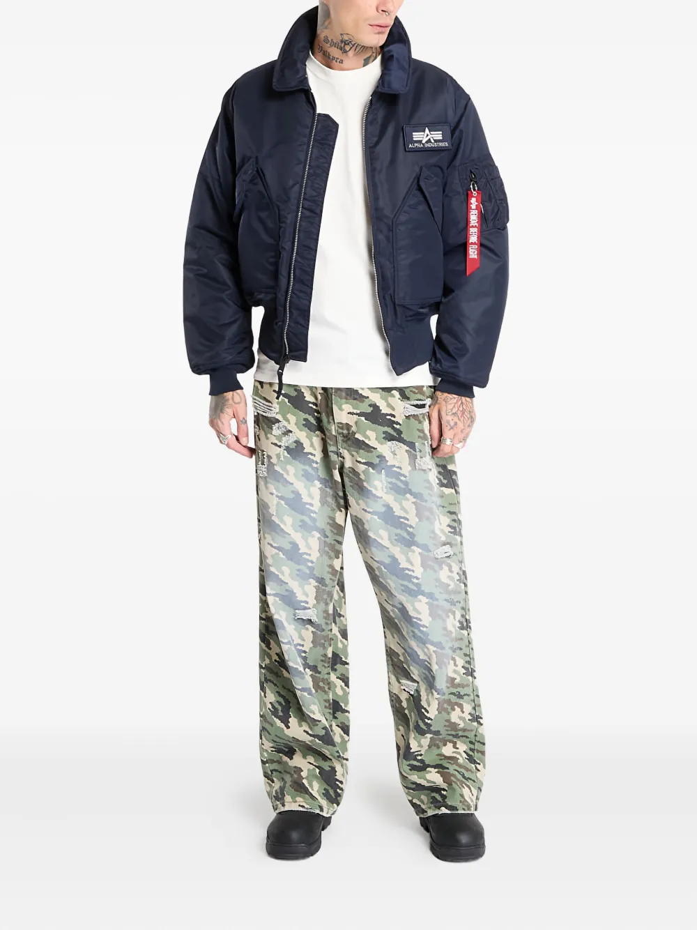 Alpha Industries Jaqueta bomber CWU-45 Heritage de couro com zíper | Jaqueta de couro | Image 2