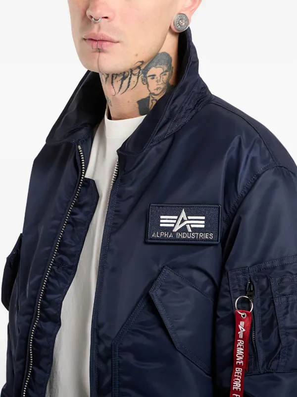 Alpha Industries CWU-45 Heritage Zip Leather Bomber Jacket | Blue