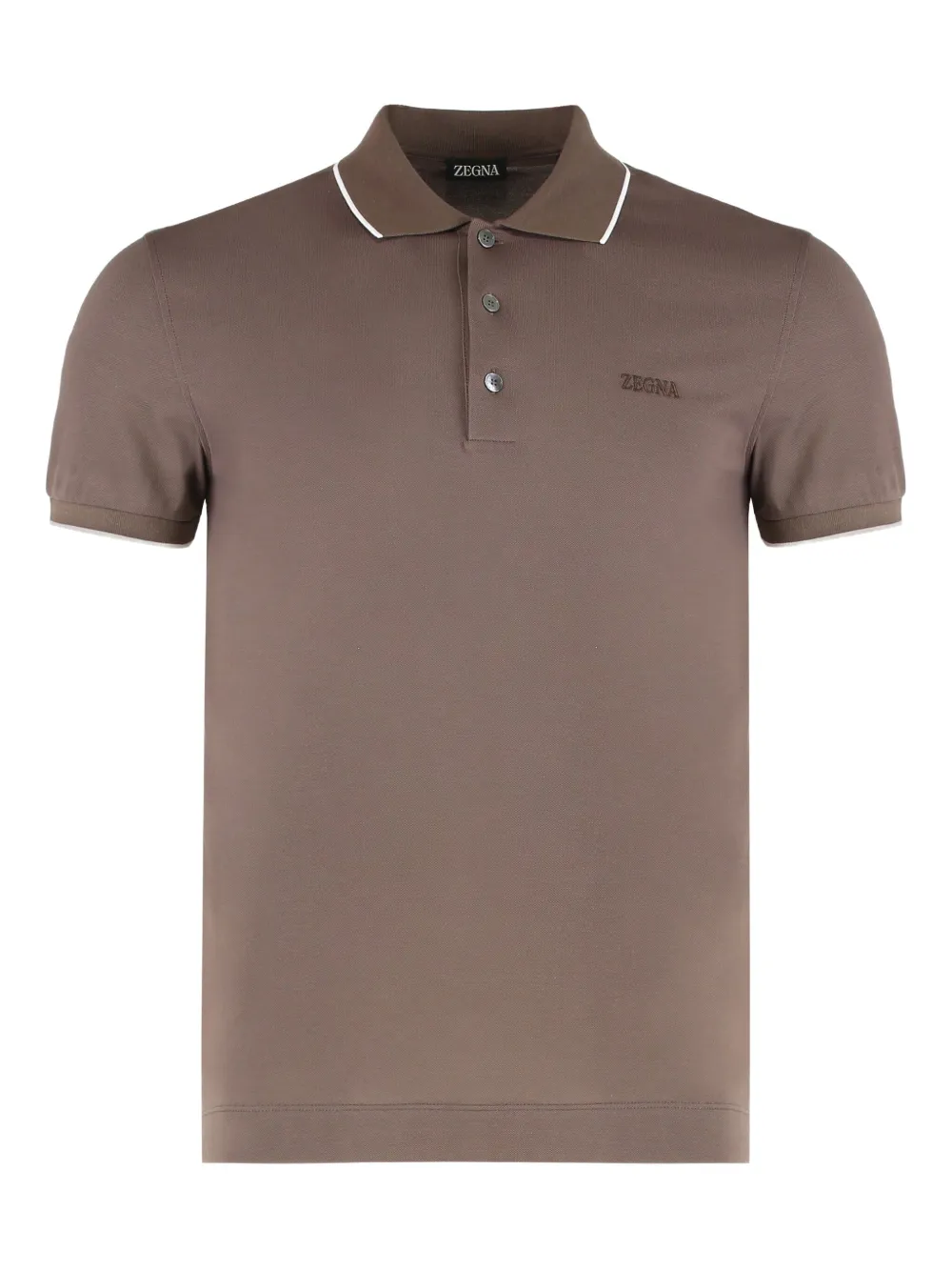 Zegna stretch-cotton polo shirt - ブラウン Zegna stretch-cotton polo shirt - ブラウン