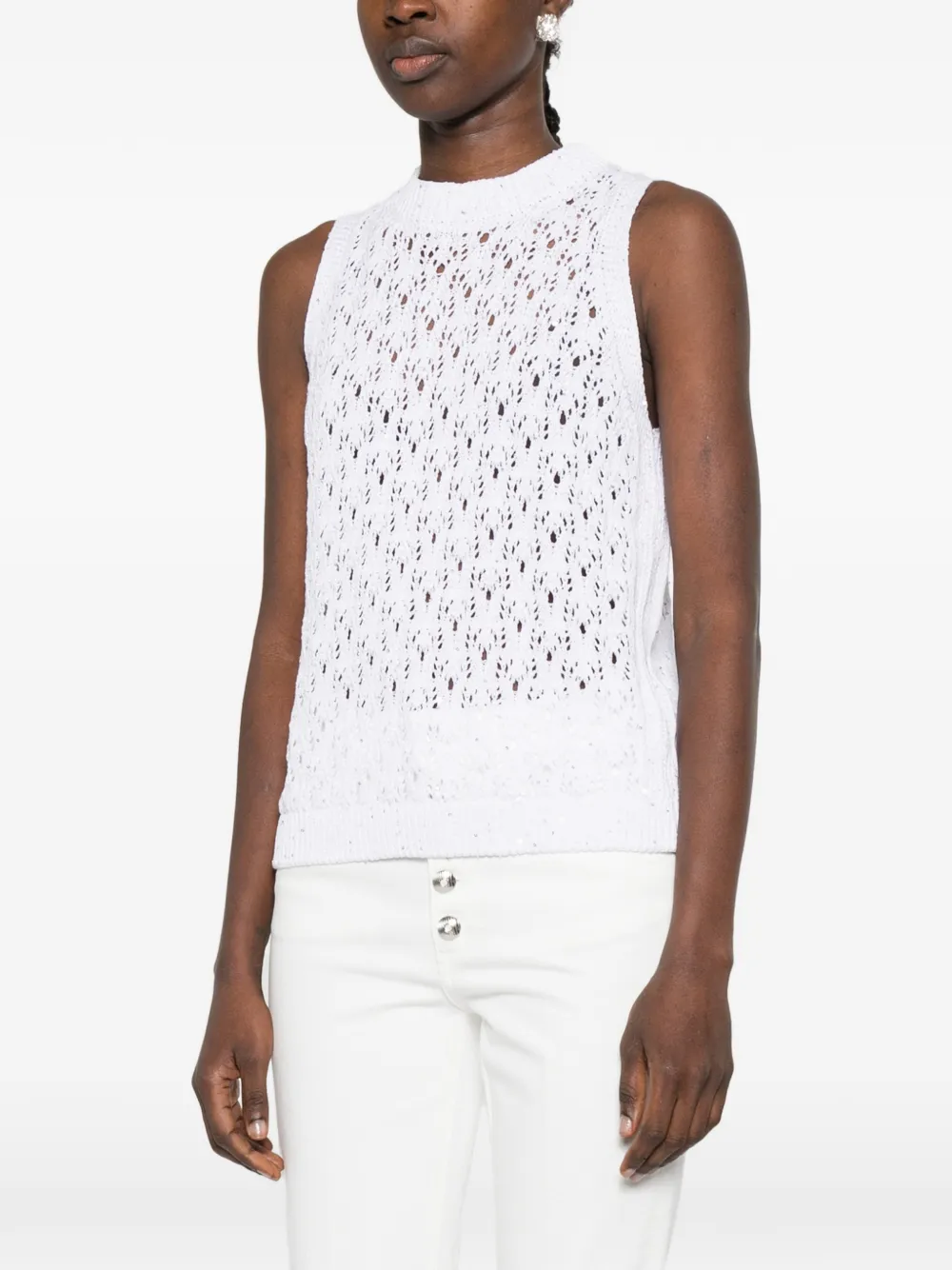  Eleventy Open Knit Sweater - White 