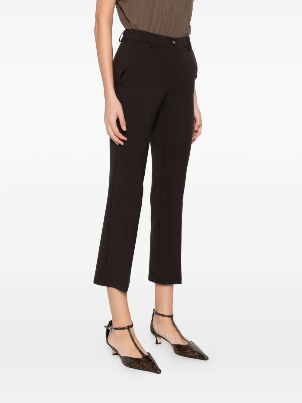 Rewind Button Trousers In Brown