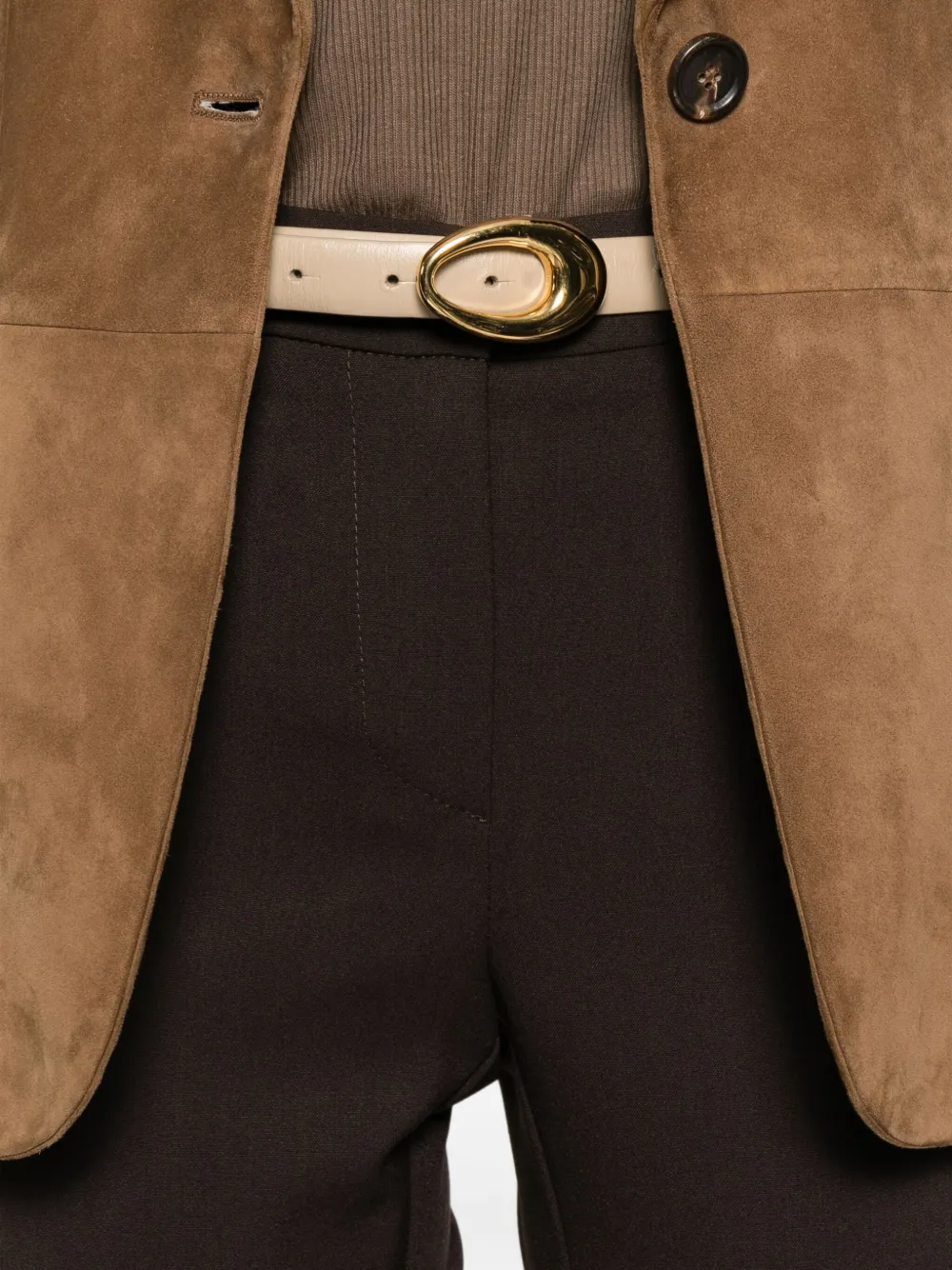 Rewind Button Trousers In Brown