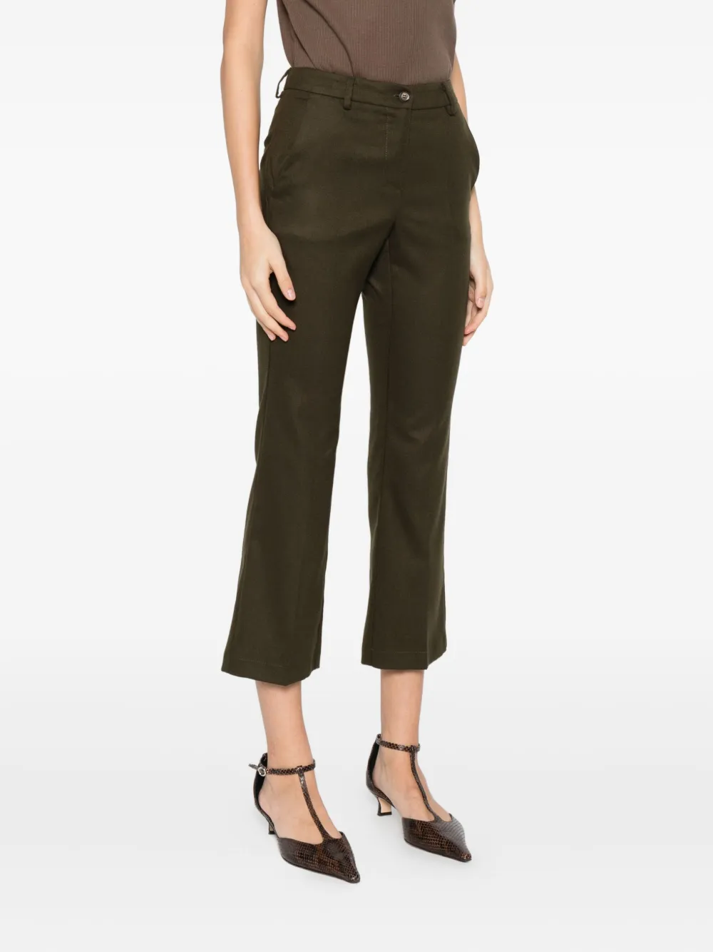 Rewind Button Trousers In Green