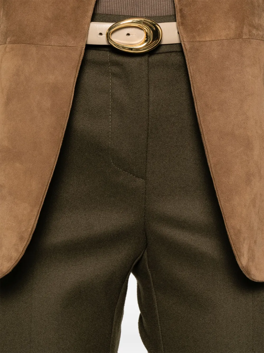 Rewind Button Trousers In Green