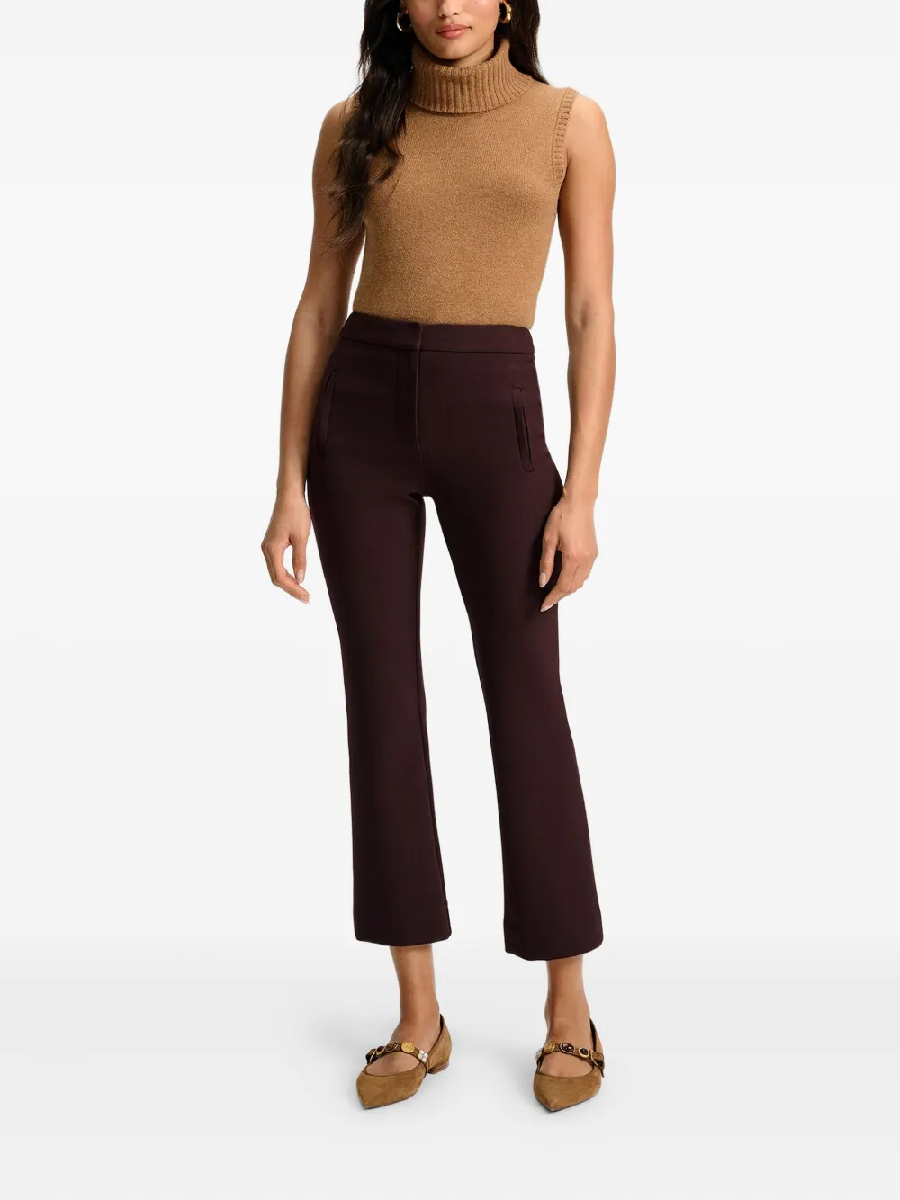 Veronica Beard Arte Kick-flare Pocket Trousers In Burgundy