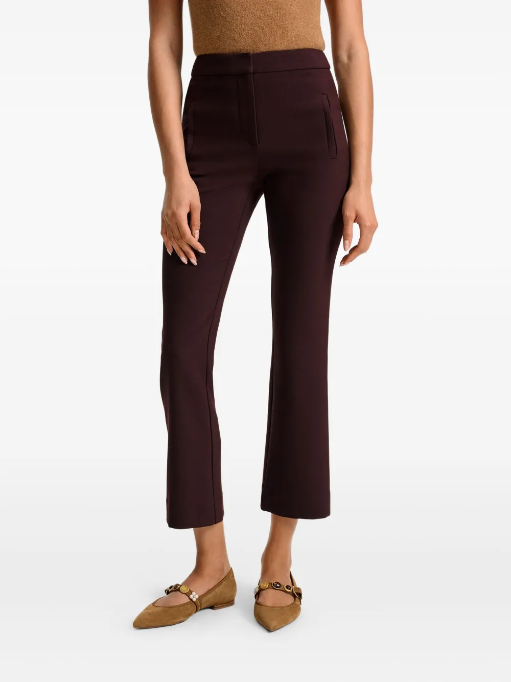 Veronica Beard Arte Kick-flare Pocket Trousers In Burgundy