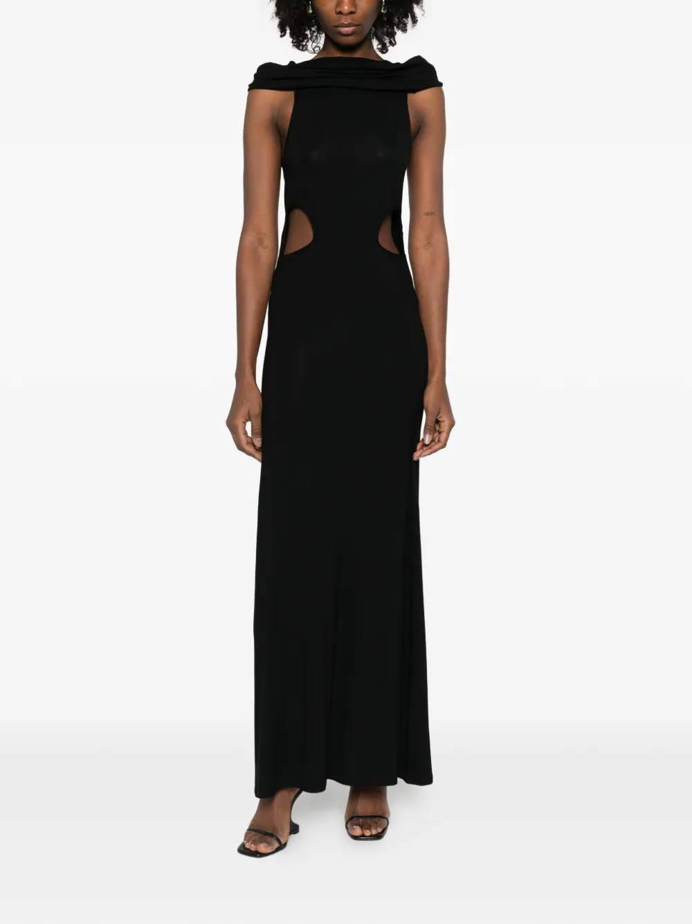 Cowboys of Habit off-shoulder cutout maxi dress - Zwart