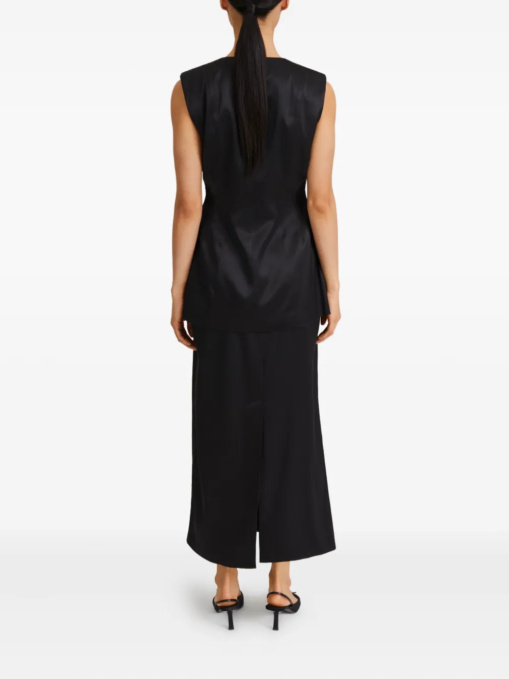 Stylein Bondeno Satin Midi Skirt In Black