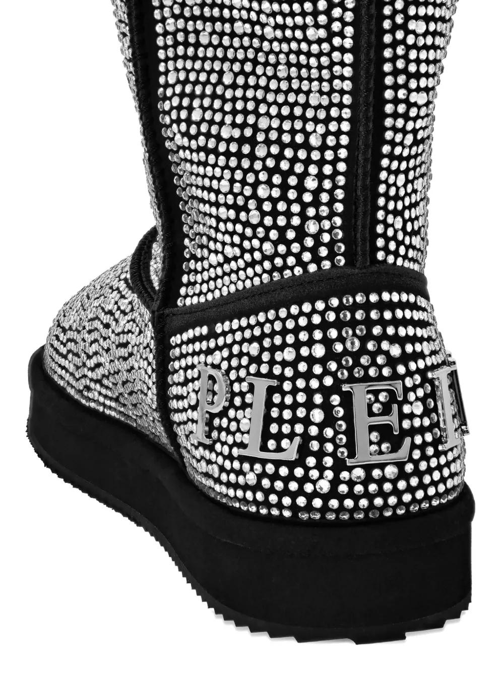 Philipp Plein Verfraaide platte enkellaarzen Zwart