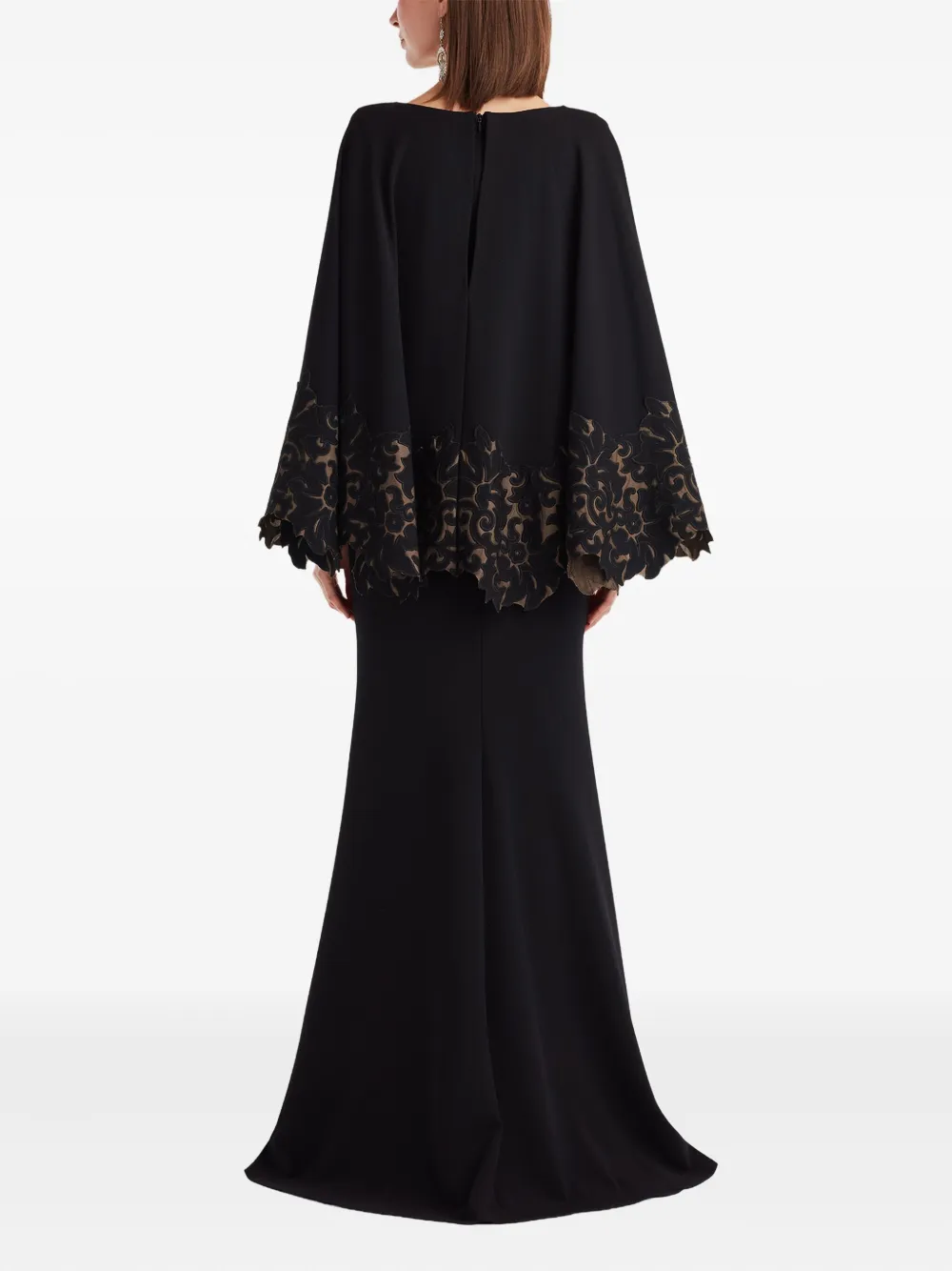 Tadashi Shoji Cape-lace Maxi Dress In Black