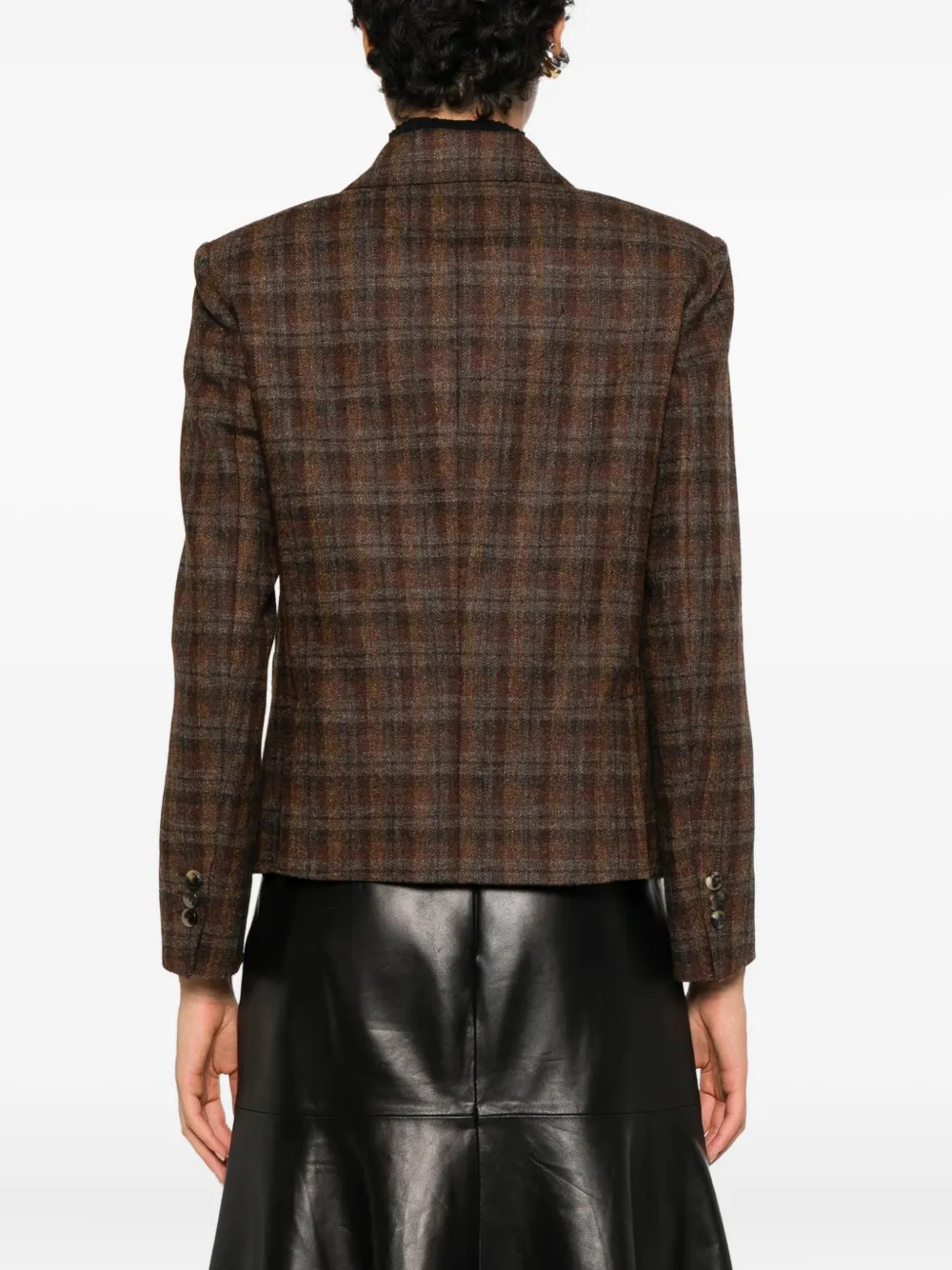 Alberto Biani Checked-pattern Blazer In Brown