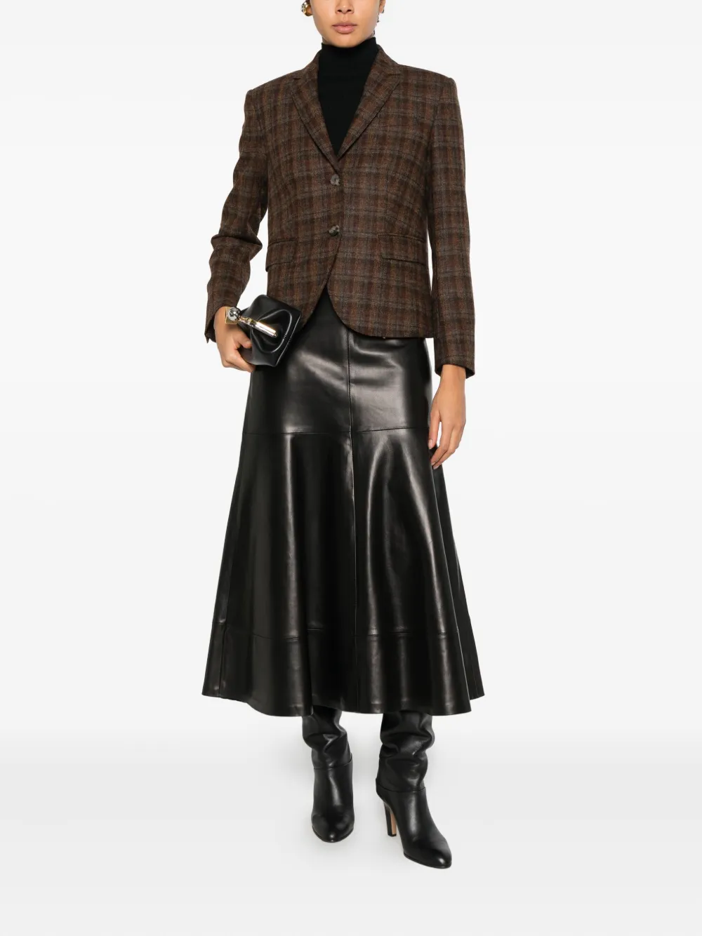 Alberto Biani Checked-pattern Blazer In Brown