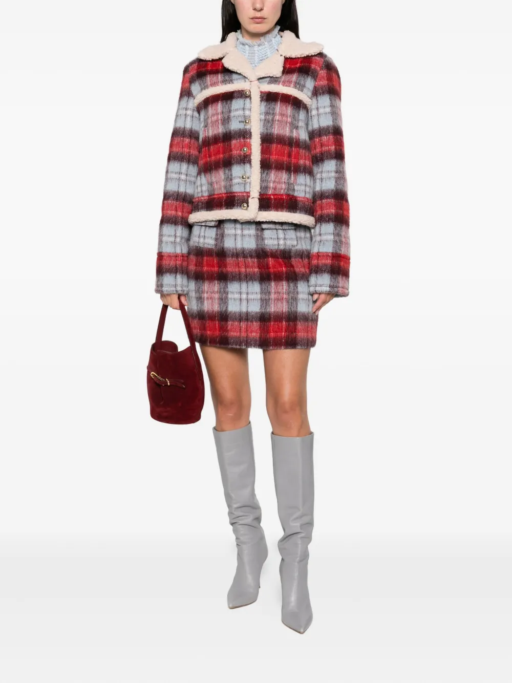 Nº21 checked button jacket | Faux Fur & Shearling Jackets | Image 2