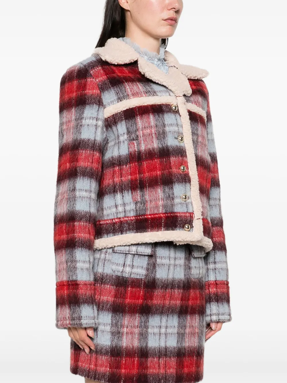  Nº21 Checked Button Jacket - Red 
