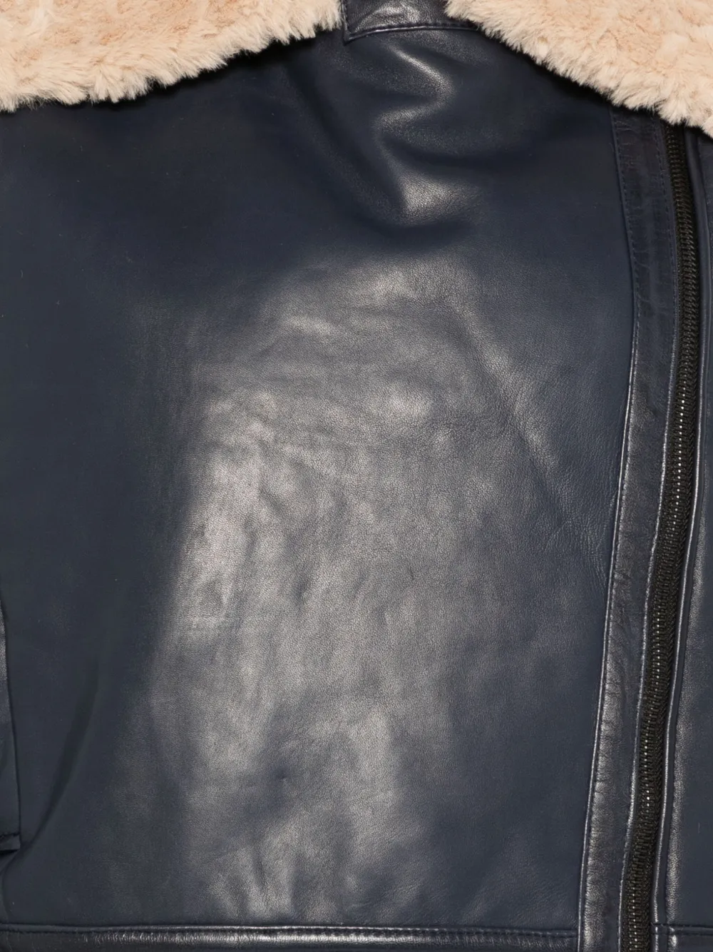 Iceberg Leren jack met kraag Blauw