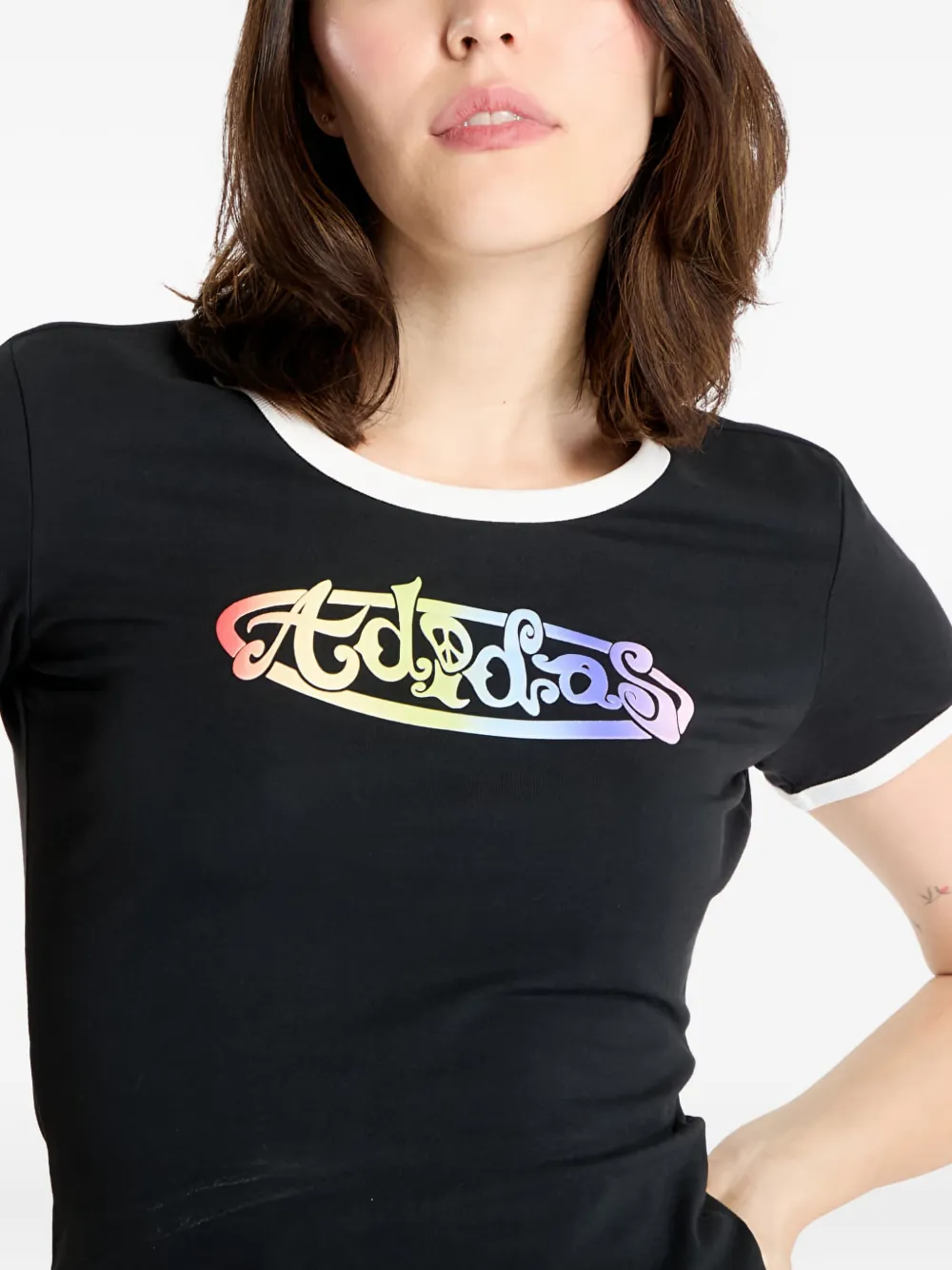 adidas x Jeremy Scott slim-fit T-shirt met grafische print Zwart