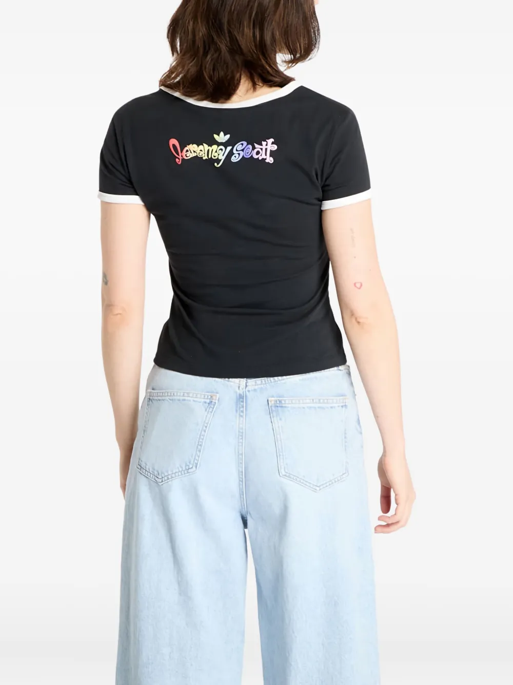 adidas x Jeremy Scott slim-fit T-shirt met grafische print Zwart