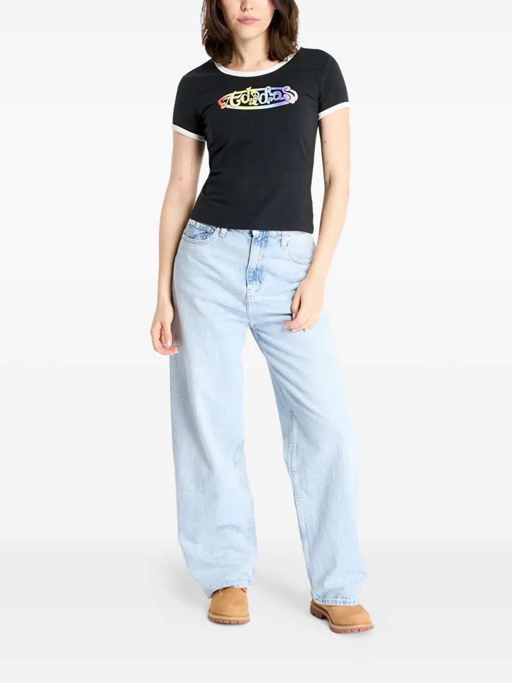 adidas x Jeremy Scott slim-fit T-shirt met grafische print Zwart