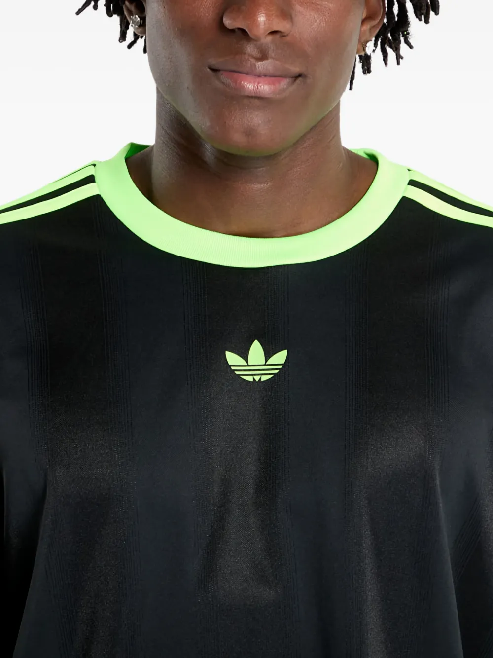 adidas T-shirt met jacquard en lange mouwen Zwart