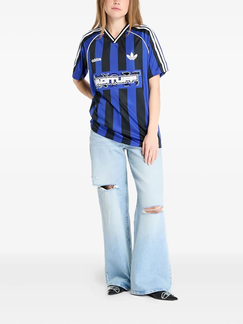 adidas Beads gestreept T-shirt Blauw