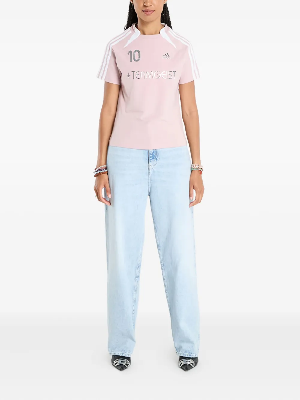 adidas Teamgeist T-shirt met logostreep Roze