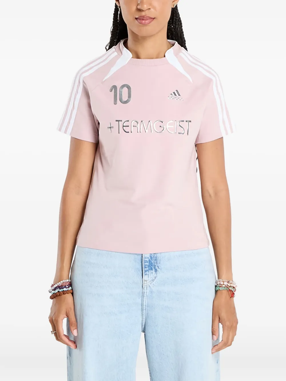 adidas Teamgeist logo-stripe T-shirt - Rosa