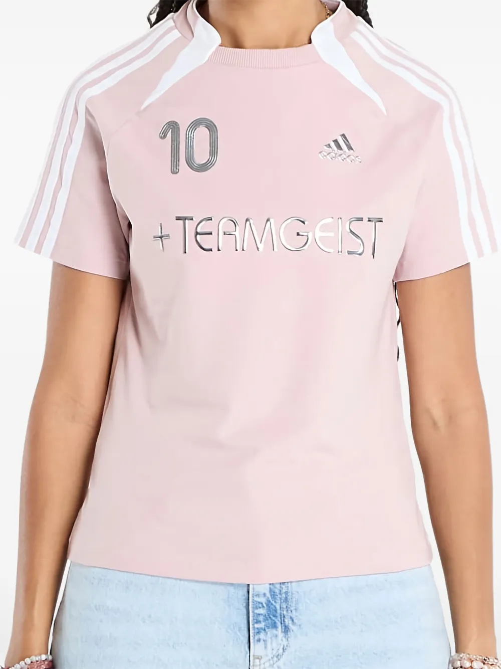 adidas Teamgeist T-shirt met logostreep Roze